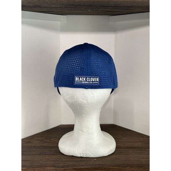 BLUE "Live Lucky" Black Clover Fitted Baseball Hat Cap, Stretch L/XL Mesh - Picture 3 of 6